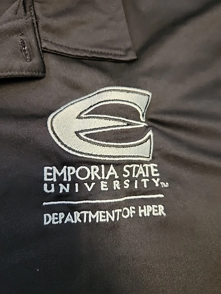 Emporia State University Logo Black Lightweight Polo Shirt Mens Large - Image 4 of 4