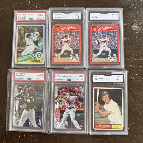 PSA GMA Graded Baseball Cards Lot Of 6 Slabs Cal Ripken Jr Kyle Lewis ...