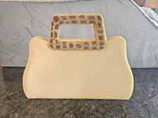 Bijoux Terner Satin Clutch With Beaded Handle 10" X 6" X 3" Very Nice
