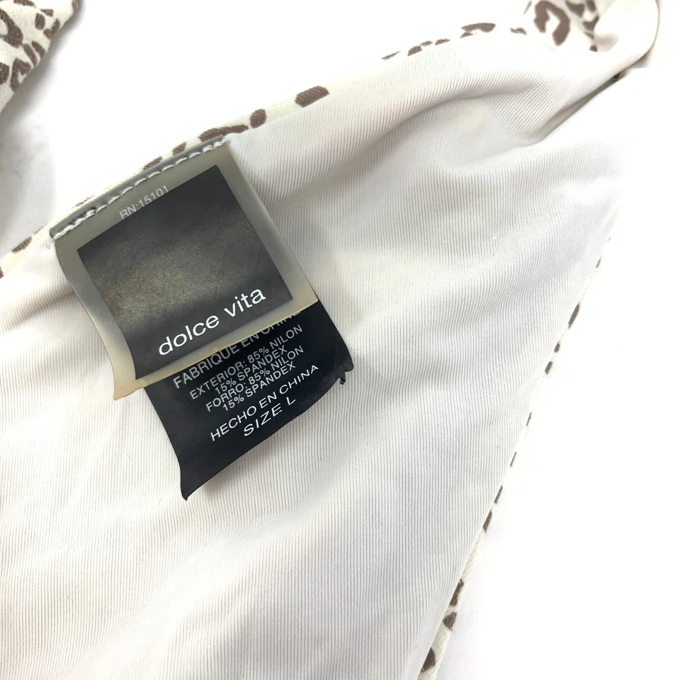 Dolce Vita женщин размер L леопард высокая талия Hi вырез бикини низ кремовый коричневый - Изображение 4 из 4