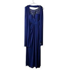 Alex Evenings Royal Purple Hyacinth Beaded Tank Maxi Dress Wrap Formal 8 NWT