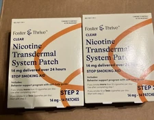 2 Boxes Foster & Thrive Step 2 Nicotine Transdermal Patches - 14 mg -2-Pack