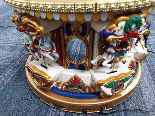 Vtg 1994 Mr. Christmas Holiday Merry Go Round Carousel with Box Works See Video - Picture 3 of 22