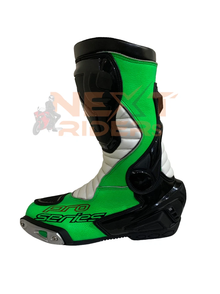 Green & Black Motorcycle Racing Boots Pro Series: Pro Sport Track Gear - Image 3 of 4