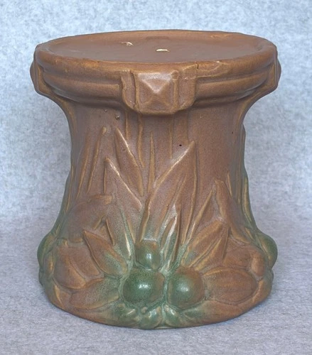 Early McCoy Pottery Berries & Leaves matte glazes small pedestal 6.5" EX! 1930's