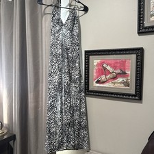 Womens Black & White Animal Print Strappy V-N...