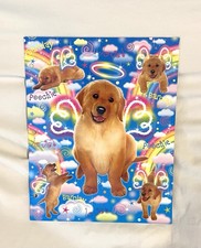  VINTAGE Lisa FRANK 2 Pocket Folder for 3-Ring Binder - Rainbow/Dogs/Hearts