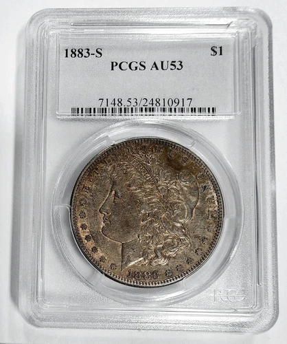 Coin 1883 S Morgan 90% Silver Dollar PCGS AU 53 KM 110 ASW 0.7734 Nicely Toned