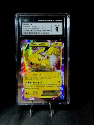 Pikachu EX XY84 CGC 9 Mint + 2015 Black Star Promo Pokémon Card