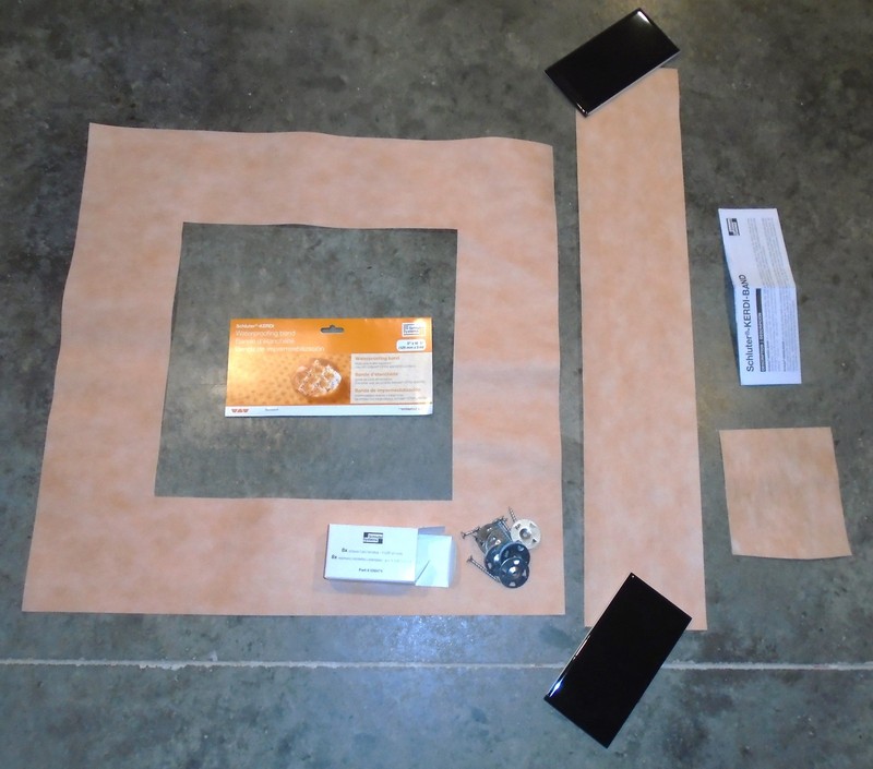 Schluter KERDI-BAND, 12x12 Niche frame-band, and KERDI-BOARD washers and screws