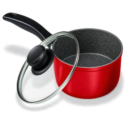 STONELINE 18cm Stielkasserolle Rot 18cm Stieltopf Induktion Antihaft IIWahl13129 - Bild 1 von 4