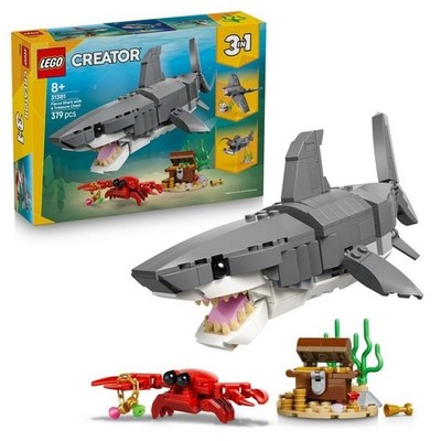 LEGO Creator 3-in-1-Set 31381 Wilder Hai mit Schatztruhe, Geschenk ab 8