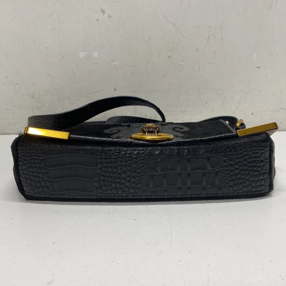 Sharif Black Croc Leather Messenger Bag - Image 3 of 4