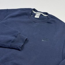 Nike Sportswear Sweatshirt Mens Large Blue Crewneck Fleece Small Swoosh Logo