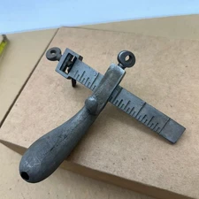 Antique CS Osborne Draw Gauge Leather Working Tool, Cast Iron Pistol Grip Newark