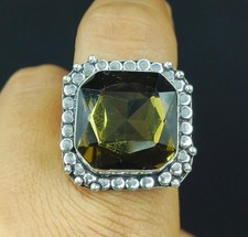 Natural Smoky Quartz Gemstone 925 Sterling Silver Handmade Ring Size-9.75 US