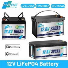 12V 100Ah 140AH 300AH LiFePO4 Lithium Battery Deep Cycle BMS for Solar RV Boat