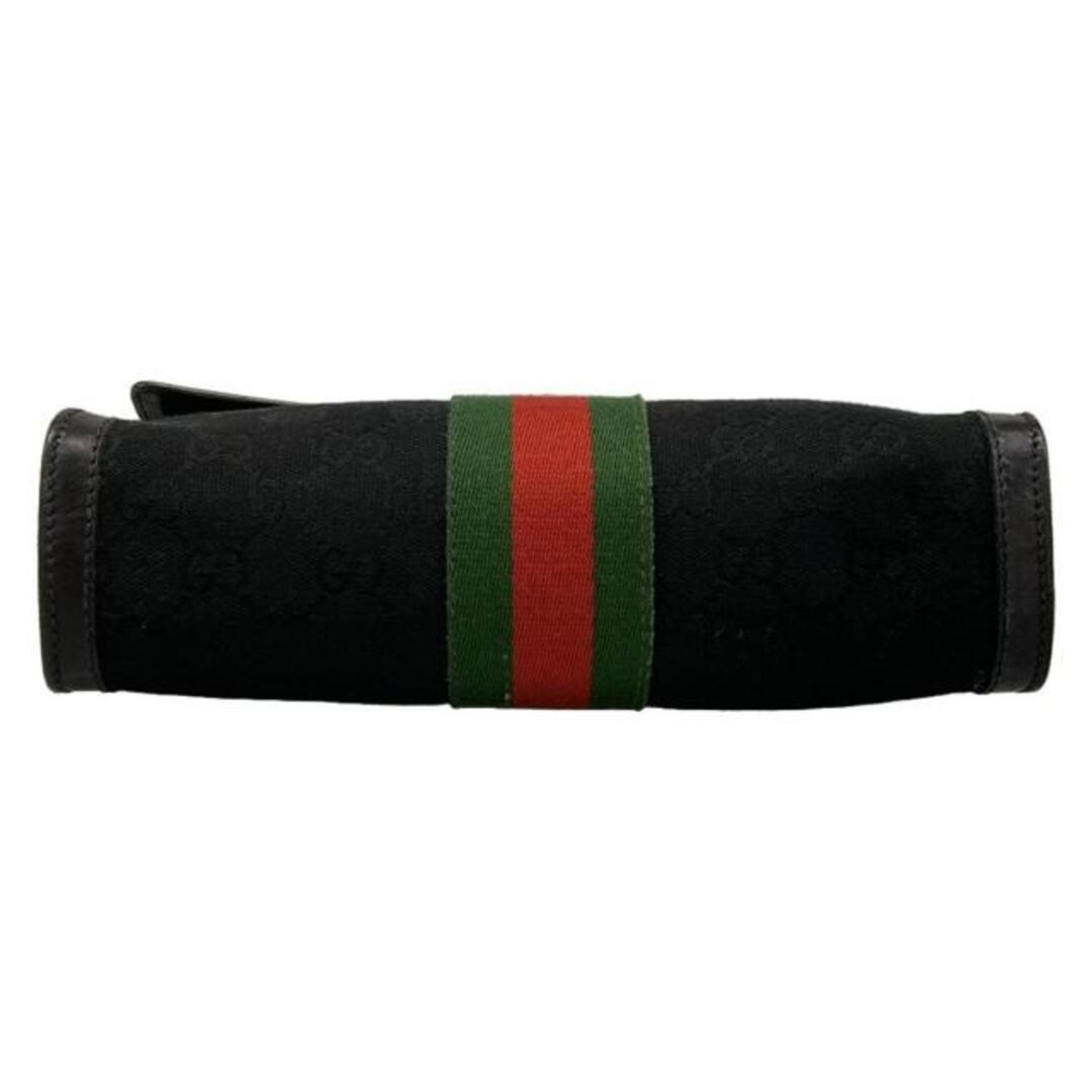 GUCCI Sherry Line Shoulder Bag Black Red Green Leather Used thumbnail 6