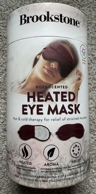 BROOKSTONE Hot & Cold Therapy Heated Eye Mask For Stress Relief ROSE  Scent NIB