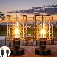 Cordless Rechargeable Outdoor Table Lamps, Battery Operated Table Lamp with