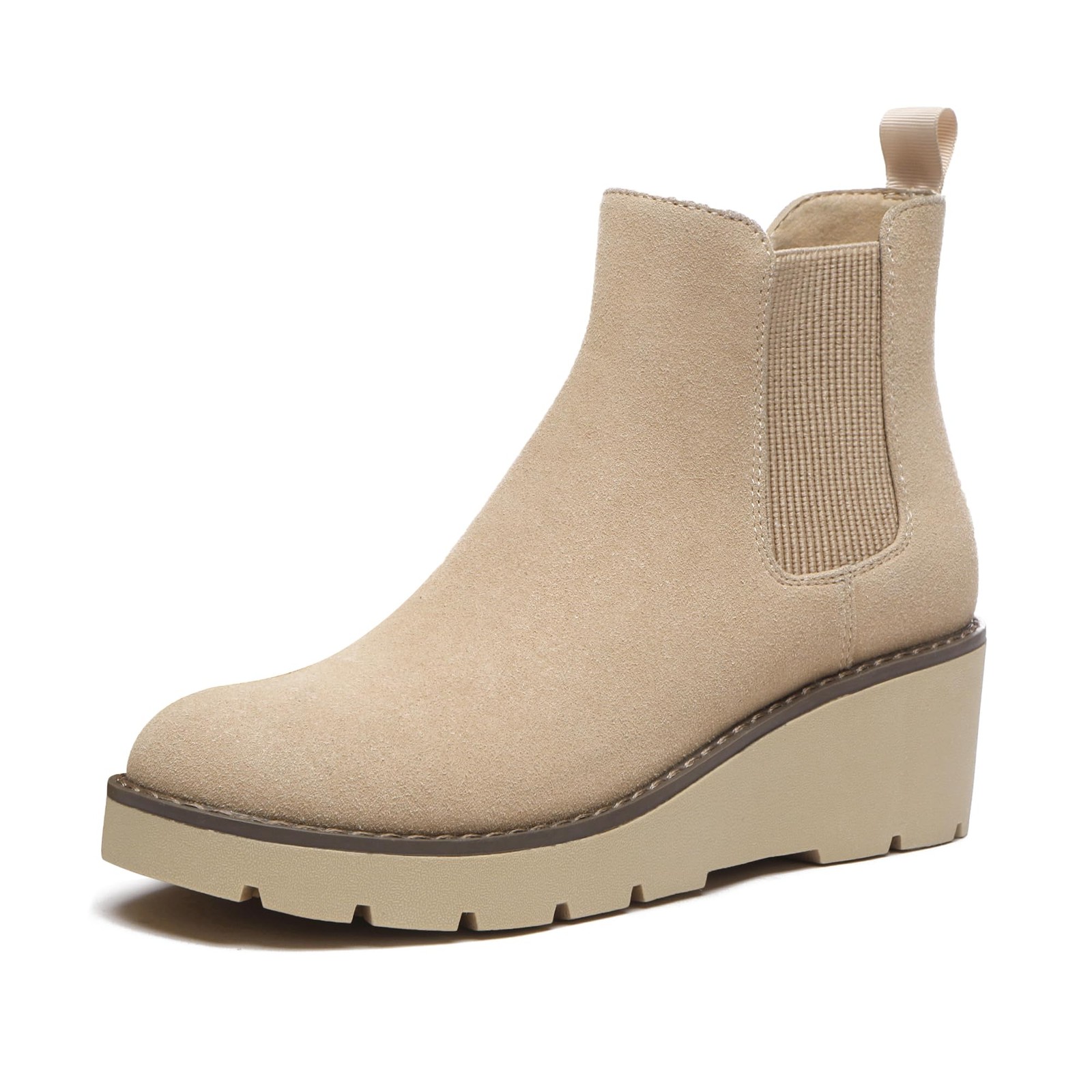 SAOLA Stivali donna Chelsea zeppa elasticizzati plateau suola a strappo zeppa caviglia nud...