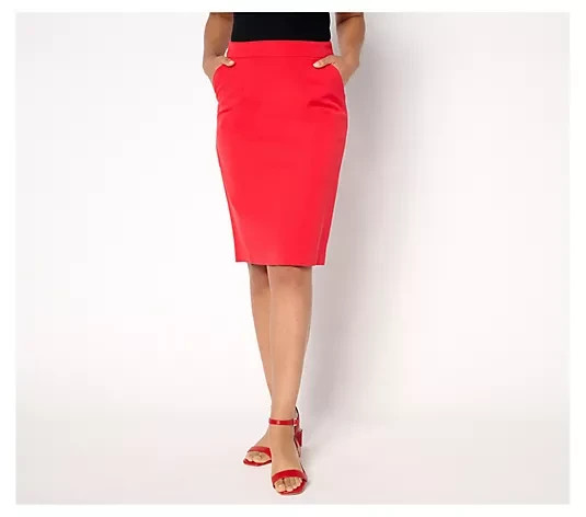 DECEMBERMAY☆ stretches some-tight Skirt Isaac Mizrahi 24/7 Stretch Pencil Skirt-Hot Chilli Red-Petite 8