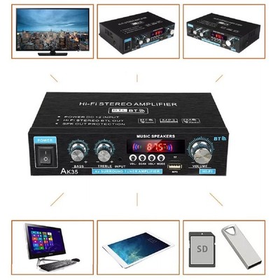 600W Bluetooth 5.0 Power Amplifier Audio Stereo Amplifier AMP Car&Home Black