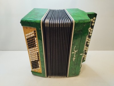 Vintage Soviet Bayan Accordion ERA 74 Green Pearloid USSR Button Accordion