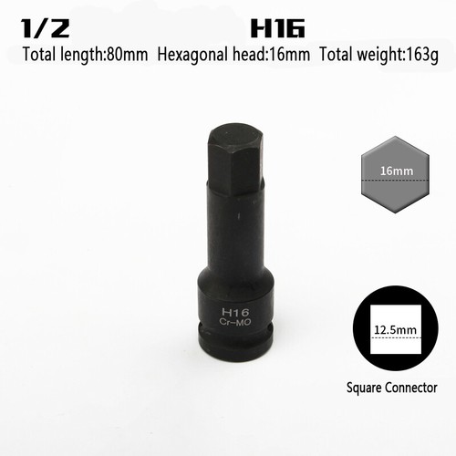1/2″ Drive Impact Hex Bit Socket Allen Key 80mm Long Hex Socket Cr-Mo - Afbeelding 10 van 12