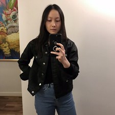 Nwot Frame Le Vintage Black Coated Denim Jacket - Size S