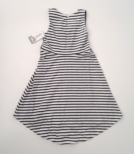 Carters Girls Size 4T Sleeveless Hi-Low Dress Navy White Nautical Stripes - Picture 2 of 9