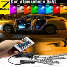 RGB LED Lights Under Dash Car Interior Atmosphere Strip Neon Light Kit