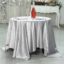 SILVER 72"x72" Premium Velvet Square Table Overlay Light Gray Party Home Linens