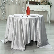 SILVER 72"x72" Premium Velvet Square Table Overlay Light Gray Party Home Linens