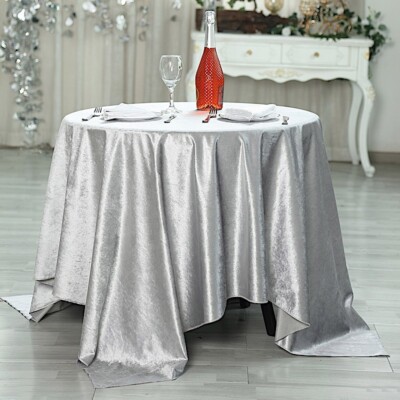 SILVER 72''x72'' Premium Velvet Square Table Overlay Light Gray Party Home Linens