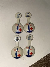 Lot Of 4 Vintage Red Cross Fold Over Tabs Pin Pinbacks 1963