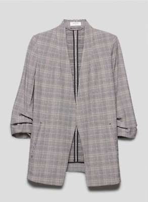BABATON Power Open-Front Shawl Collar Blazer Jacket Plaid 2 NWOT ARITZIA $228