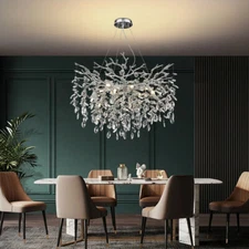 Luxury Silve Raindrop Pendant Lighting Modern Tree Branch Crystal Chandelier