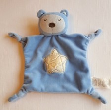 Stepping Stones Blue Bear Baby Security Blanket Lovey Knotted Corners Star