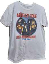 Motley Crue Every Mothers Nightmare 1984 White T-Shirt Size Large Retro Rock