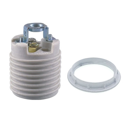 Keyless Porcelain Threaded Socket with Hickey, Medium Base E26 Threaded Keyle...