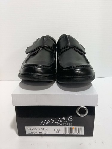 MAXIMUS COMFORTS BLACK LEATHER STRAP SLIP ON CASUAL MENS 13 SHOES NEW - Picture 4 of 5