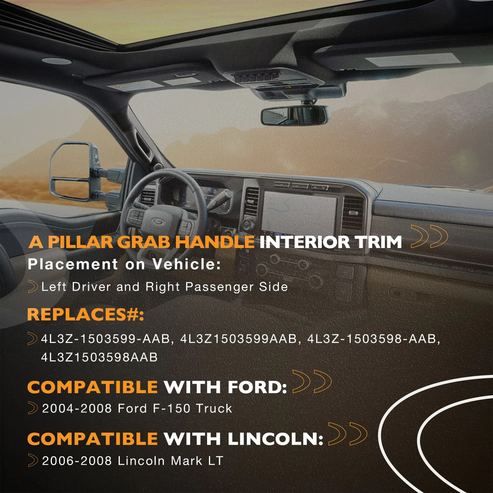A Pillar Interior Trim Grab Handle Left & Right For 04-08 Lincoln Mark LT Ford Foto 2 de 4
