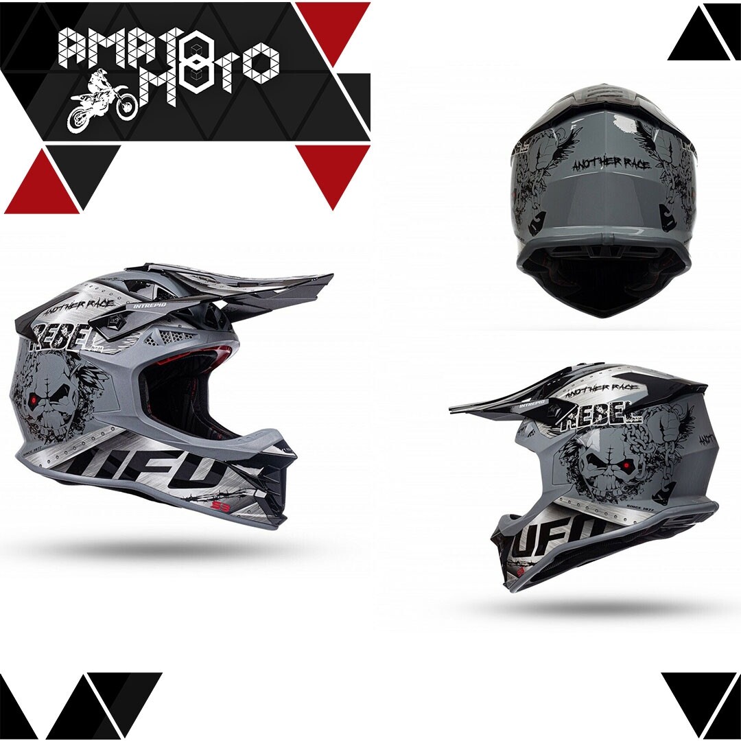 CASCO CROSS ENDURO MOTARD OFFROAD BMX FUORISTRADA UFO INTREPID 2022 GRIGIO NERO