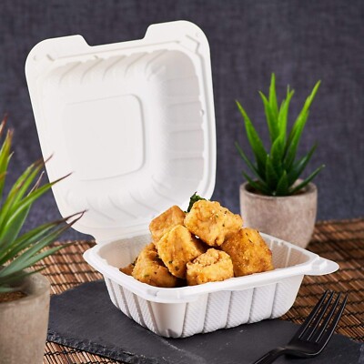 250-Pack Plastic Clamshell Take Out Food Hinged Container Heavy Duty Disposable
