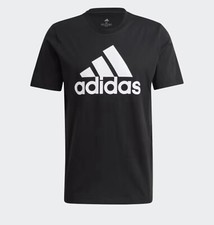 NWT adidas men Essentials Single Big Logo Tee Size S BLACK