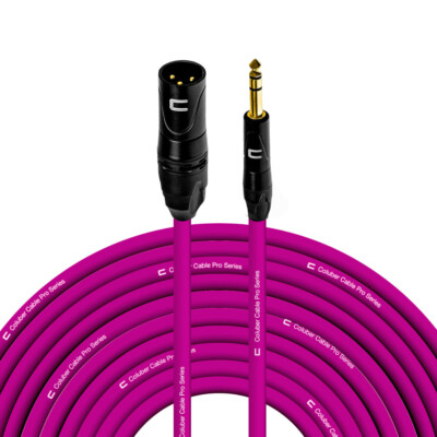 3 Pin XLR Male to 1/4'' TRS Balanced Stereo Microphone Cable Custom Length Color