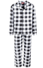 FAMILY PAJAMAS Kids 2-Piece Buffalo Check Pajama Set sz 2T-3T Black White Plaid