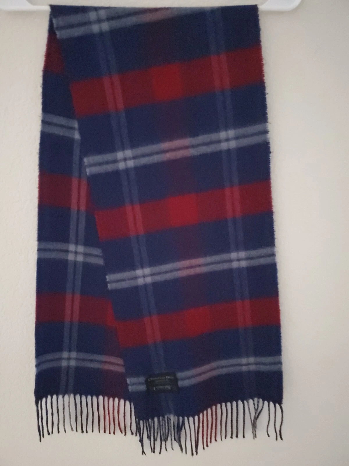 Écharpe vintage Christian Dior Monsieur Cashmaire 100 % acrylique plaid fabriquée au Japon 