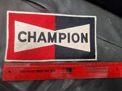 NOS Vintage Champion Zündkerzen großer gestickter Patch Rennen Rallye Goodwood